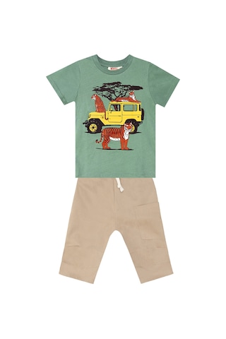 Safari Erkek Çocuk Yazlık T-shirt Gabardin Şort Takım
