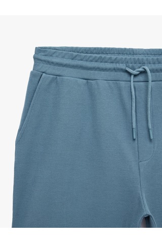 Koton Pamuklu Cepli Dokulu Bermuda Beli Bağcıklı Şort Mavi 6sam40069mk