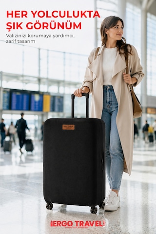 Viscofoam Valiz Bavul Koruma Kılıfı Kadife Kılıf - Siyah Ergo Travel