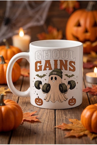 Özel Tasarım Kupa Bardak Halloween Ghoul Konsept Baskılı Porselen Hediye Kupa Bardak