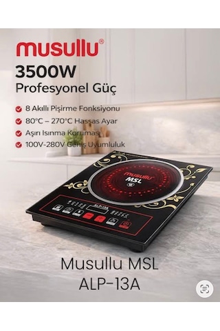 Musullu ALP-13A 3500 W Çelik Tabanlı İndiksiyon Ocak