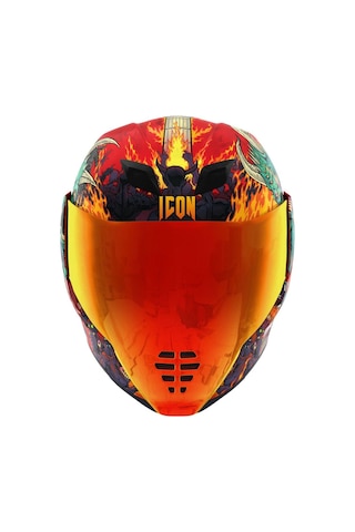 Icon Airflite Blegh Mıps Kapalı Motosiklet Kaskı Siyah Yeşil Turuncu