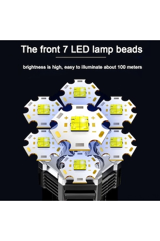 Jeehugo Siyah Abs Dışarıdaki Fener, Usb Şarjlı, 7 Led Işık, Cob Yan Lambalı, Zirve-acı-parlak-flaş Modları, 1200mah Pil, Gece Aktivite İçin Taşınabilir Aydınlatıcı Siyah