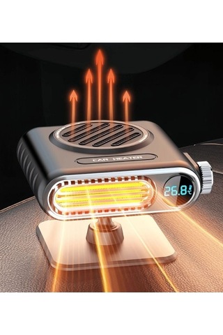 Vkemall 12v Araç Isıtıcı Fan - Akıllı Sayısal Ekranlı, Sedan, Hatchback Ve Suv İçin Uygun Siyah