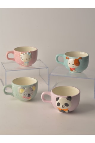 3d Sevimli Hayvan Figürlü Seramik Kupa 400 Ml Pembe