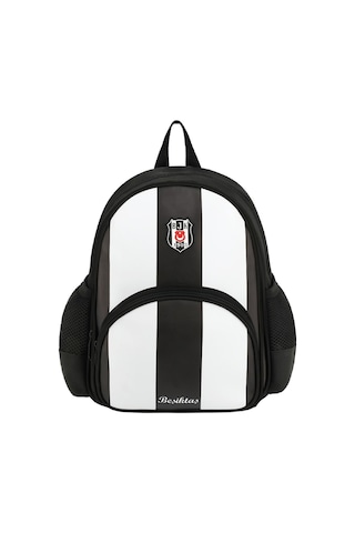 Beşiktaş 2 Bölmeli Çubuklu Suni Deri Anaokulu Okul Sırt Çantası 25357 Siyah