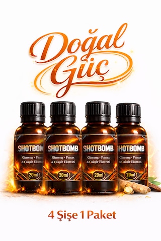 Shotbomb Ginseng Panax Çakşır Ekstratı Aktif Yaşam Takviyesi ''4x20ml''