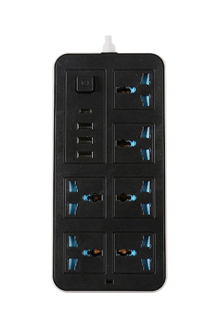 Wezone Eu Standartlı 220-240v Çok İşlevli Prizi - 6 Fiziksel Soket + 3 Usb + 1 Type-c, Bağımsız Anahtar, 2m Kablolu Siyah+beyaz Akıllı Priz