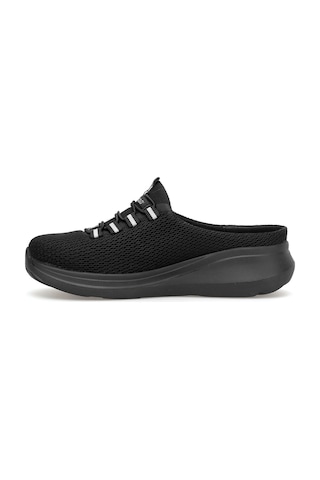 King Paolo D5109 Krakers Sabo Kadın Memory Foam Düz Sandalet Siyah Siyah