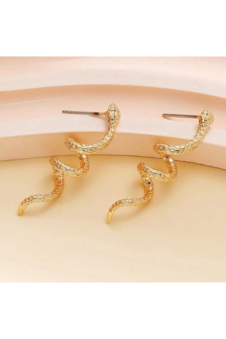 Kadınlar İçin Yılan Şeklinde Vintage Alaşımlı Küpeler, Şık Ve Abartılı Hayvan Küpeleri, Altın