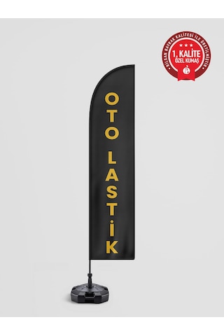 Oto Lastik Yelken Bayrak Set No:2 - Raşel Kumaş 1. Kalite 75 x 300 CM