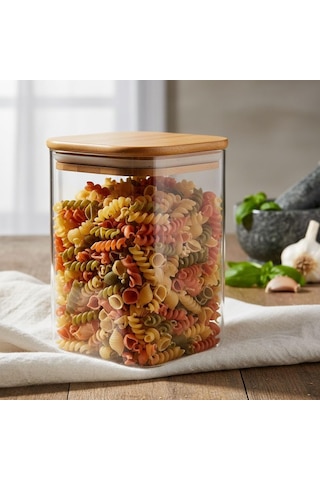 Deconox 900ml Sızdırmaz Vakumlu Bambu Kapaklı Borosilikat Cam Kavanoz Hava Geçirmez & Dayanıklı Gıda Saklama Kabı 10cm X 13cm Sku: Smg8690010235619 Açık Gri