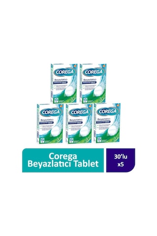 Corega Beyazlatıcı Temizleyici Tablet 5 x 30 Tablet