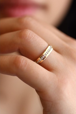 Tamtur Taşlı Düz Altın Alyans