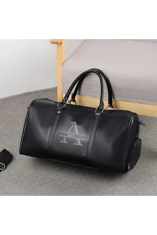 Sandwich Motion003 Özel Adlı Spor Çantası - Ayakkabı Gözlü Siyah Crossbody Fitness Seyahat Çantası Siyah Siyah