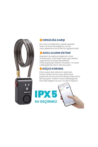 Upway Hırsızlığa Karşı Anahtarsız Telefon Kontrollü Motorsiklet Bisiklet Alarmlı Sirenli Padlock Kilit Alarmlı