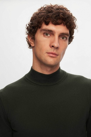 D's Damat Regular Fit Haki Pamuk Karışımlı Yarım Balıkçı Triko Kazak Haki