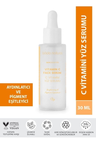 Bade Natural C Vitamini Yüz Serumu Aydınlatıcı, Ton Eşitleyici Ve Leke Karşıtı 30 ML