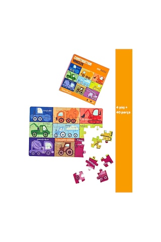 Doerkids Inşaat Araçları Iş Makinaları Mini Puzzle 40 Parça