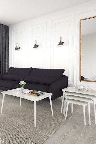 Alanur 5li Orta Sehpa Ve Zigon Sehpa Ahşap Ayaklı Çay Kahve Sehpası Xl Salon Seti Kristal