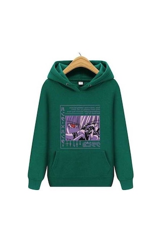 Novahub Erkek Kadın Hunter X Hunter Kapşonlu Uzun Kollu Kurapika Yeşil, Anime Manga, Uzun Kollu, Kapüşonlu, Rahat, Polyester 90% Pamuk 10% Yeşil