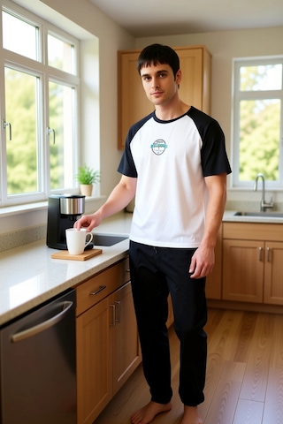 Frm Erkek Reglan Kol Bisiklet Yaka Pijama Fonksiyonel Dayanıklı Kalit Siyah