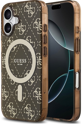 Apple Uyumlu iPhone 17 Kılıf Guess Lisanslı M-safeli Iml Baskılı Klasik Logolu 4g Desenli Kapak Kahverengi Kahverengi