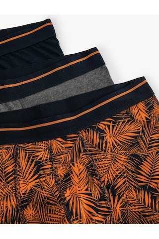Koton 3'Lü Boxer Seti Yaprak Baskılı Çok Renkli Pamuklu Turuncu 4Slm90085Mk Turuncu