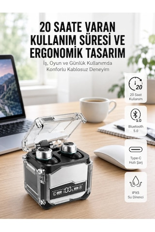 Bluetooth Kulaklık Dokunmatik Kontrol Tws Kablosuz Kulaklık Hi-fi Stereo