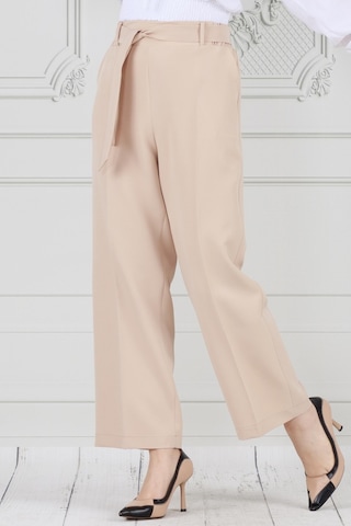 Sevitli Beli Bağlamalı Bol Paça Pantolon-bej-3667-bej Bej