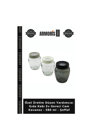 Özel Üretim Düzen Yardımcısı Gıda Kabı Ev Gereci Cam Kavanoz - 580 Ml - Şeffaf Çok Renkli