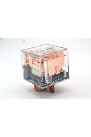 Şeffaf Mini Röle Kırmızı Ledli 12v 50/60a Çift Platin 5 Fişli Su