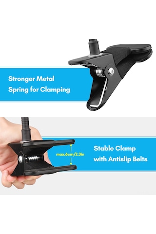 Lemestar Masa Üstü Klemli Esnek Hortum Tutucu, 72cm Uzunluk, 1/4 Vida Bağlantısı, 1kg Yük Kapasitesi - Web Kamerası, Telefon, Küçük Led Işık İçin