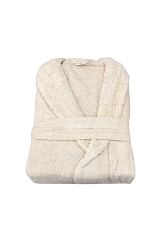 Royam Redline %100 Pamuklu Kısmi Kadife Tekli Bornoz Bej