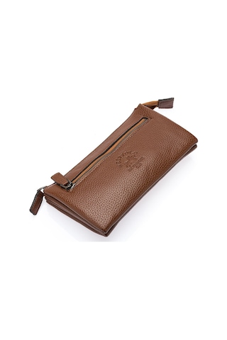 Westpolo Vegan Deri Şık Ve Fonksiyonel Bilek Tutamaçlı Unisex El Çantası - 5019 Taba