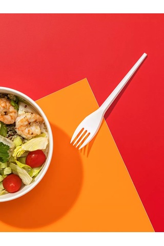 Komus Tek Kullanımlık, Plastik, 100 Adet, Beyaz Çatal 50512608 100 adet