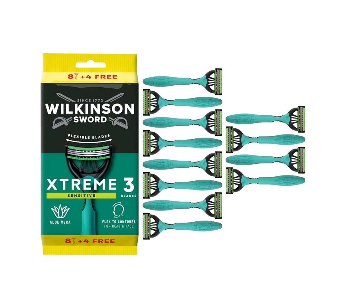 Wilkinson Sword Xtreme 3 Sensitive 8+4 Adet Erkek Tıraş Bıçağı- Hassas Ciltler