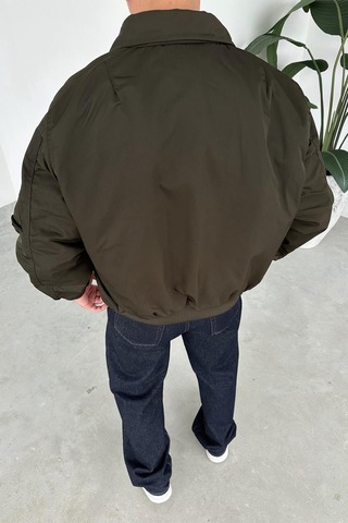 Haki Retro Tasarım Bomber Ceket Haki