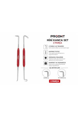 Prodht Mini Kanca Seti 2 Parça - Çift Uçlu Paslanmaz Çelik O-ring Conta Sökme Ve Hassas El Aleti