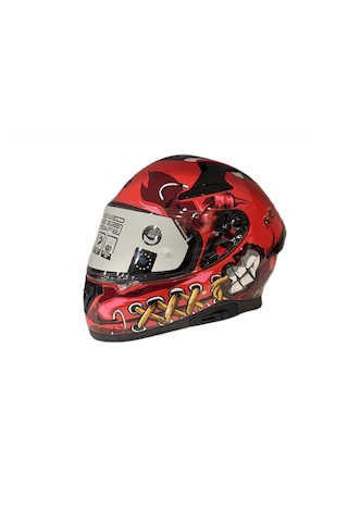 Shiro Katana Sv Psyco Kapalı Kask Bordo - Turuncu
