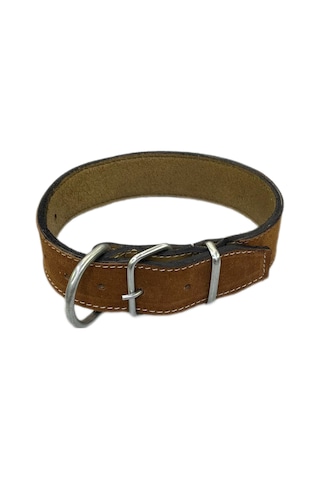 Lnleather El Yapımı Vaketa Deri Taba Orta Irk Köpek Tasması 60 CM Taba