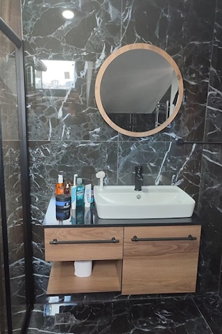 45 Cm Çap Banyo & Makyaj Aynası Yuvarlak Antre Hol Koridor Duvar Salon Mutfak Ofis Dekoratif Ayna - Ceviz Ceviz