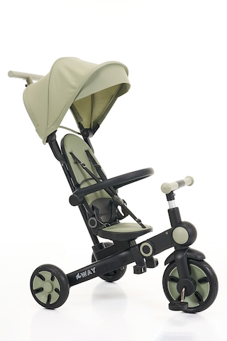 Flow 9in1 Smart Trike Çift Yönlü, Yatabilir, Katlanabilir, Denge Bisikleti Özellikli Bebek Ve Çocuk Bisikleti Haki