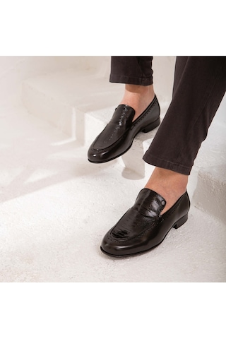 Tamer Tanca Erkek Hakiki Deri Siyah Bufalo Makosen Ayakkabı 477 48297 Erk Ayk Y22 Syh Bfl/syh Deve Siyah