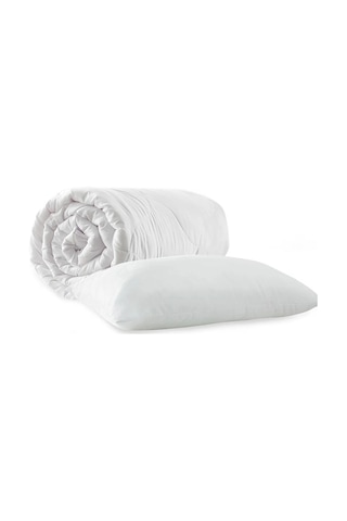 Antialerjik Silikon Tek Kişilik Yorgan Microfiber Yastık Hediyeli Beyaz