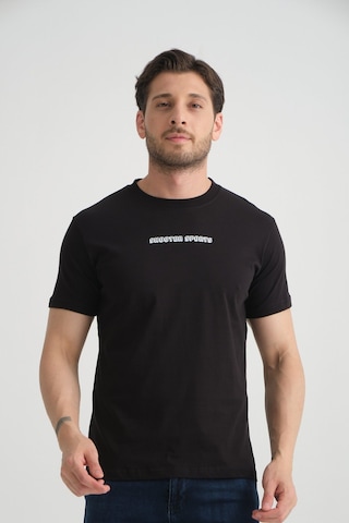 Shooter Sportwear Shooter Erkek Bisiklet Yaka Tişört Premium Pamuklu Yüksek Kalite Regular Fit Siyah