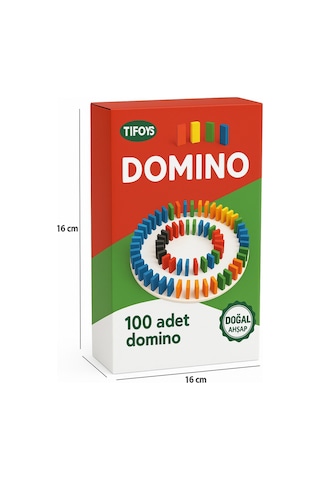 Ahşap Renkli Domino Seti 100 Parça Eğitici Zeka Oyunu