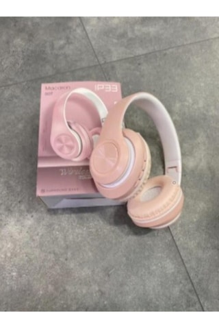Pembe Macaron Set Bluetooth Kablosuz Stereo Kulaklık