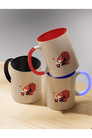 Inksyncstudios Elinde Kahve Olan Küçük Şeytan Kupa, Mug 001
