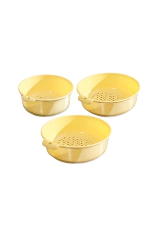 Homyl 3 Parça Sebze Yıkama Sepeti Ev Tezgahı Restoran İçin Pratik Sarı